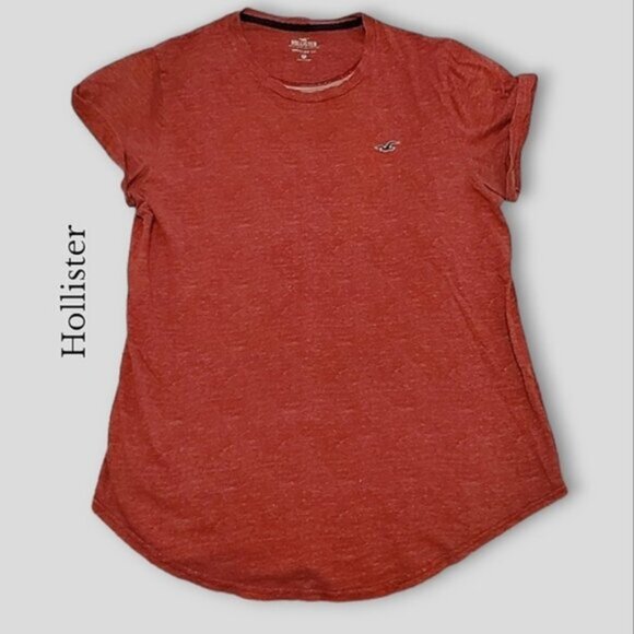 Hollister Mare Wash Red Rolled Hem Tee- Size M- 100٪ Cotton - Picture 1 of 5